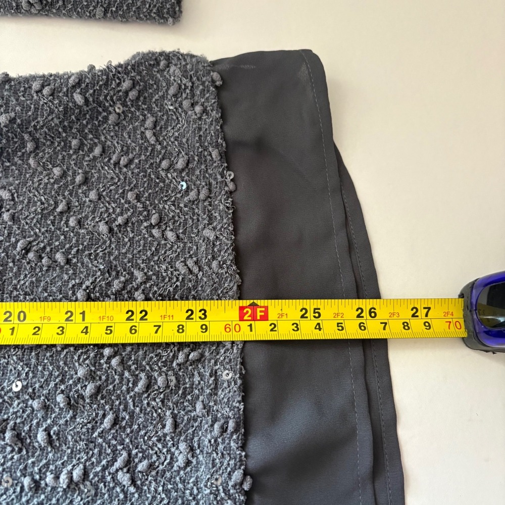 Apt. 9 Womens PL Sweater Charcoal Gray Sequin V-Neck Textured Long Sleeve Tunic - Picture 6 of 8
